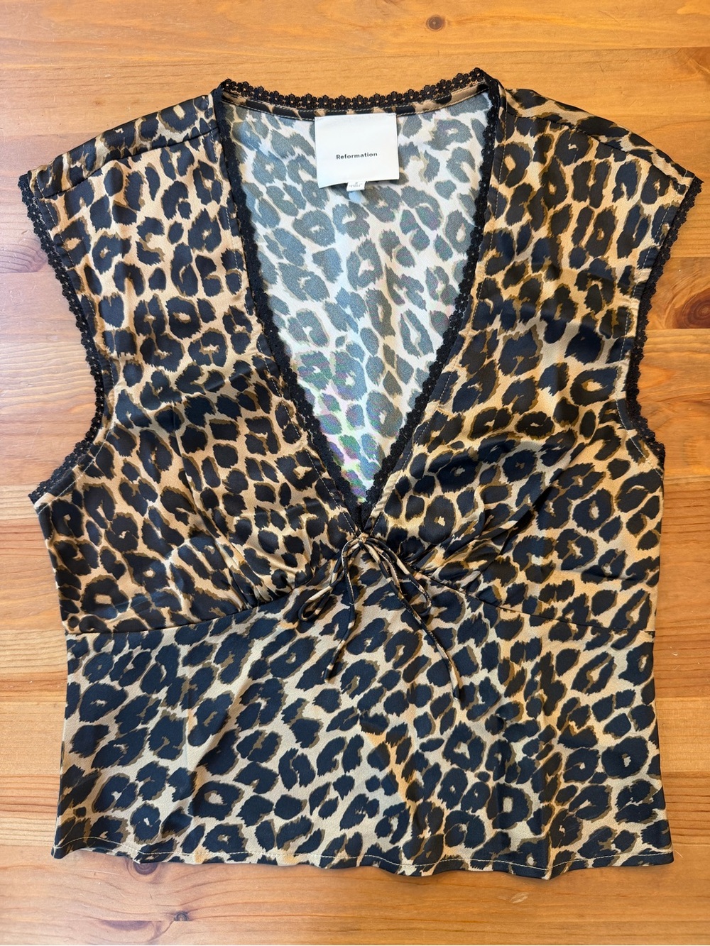 Reformation Cherry Silk Top in Leo